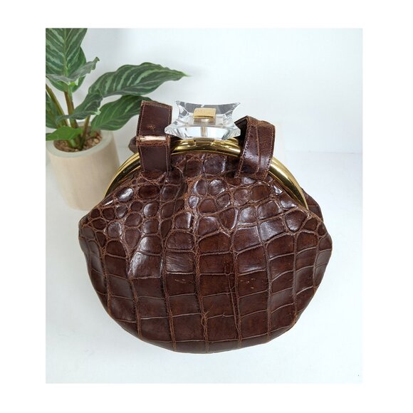 1930s 40s Rosenfeld alligator handbag with very unique bakelite clasp - Picture 6 of 11